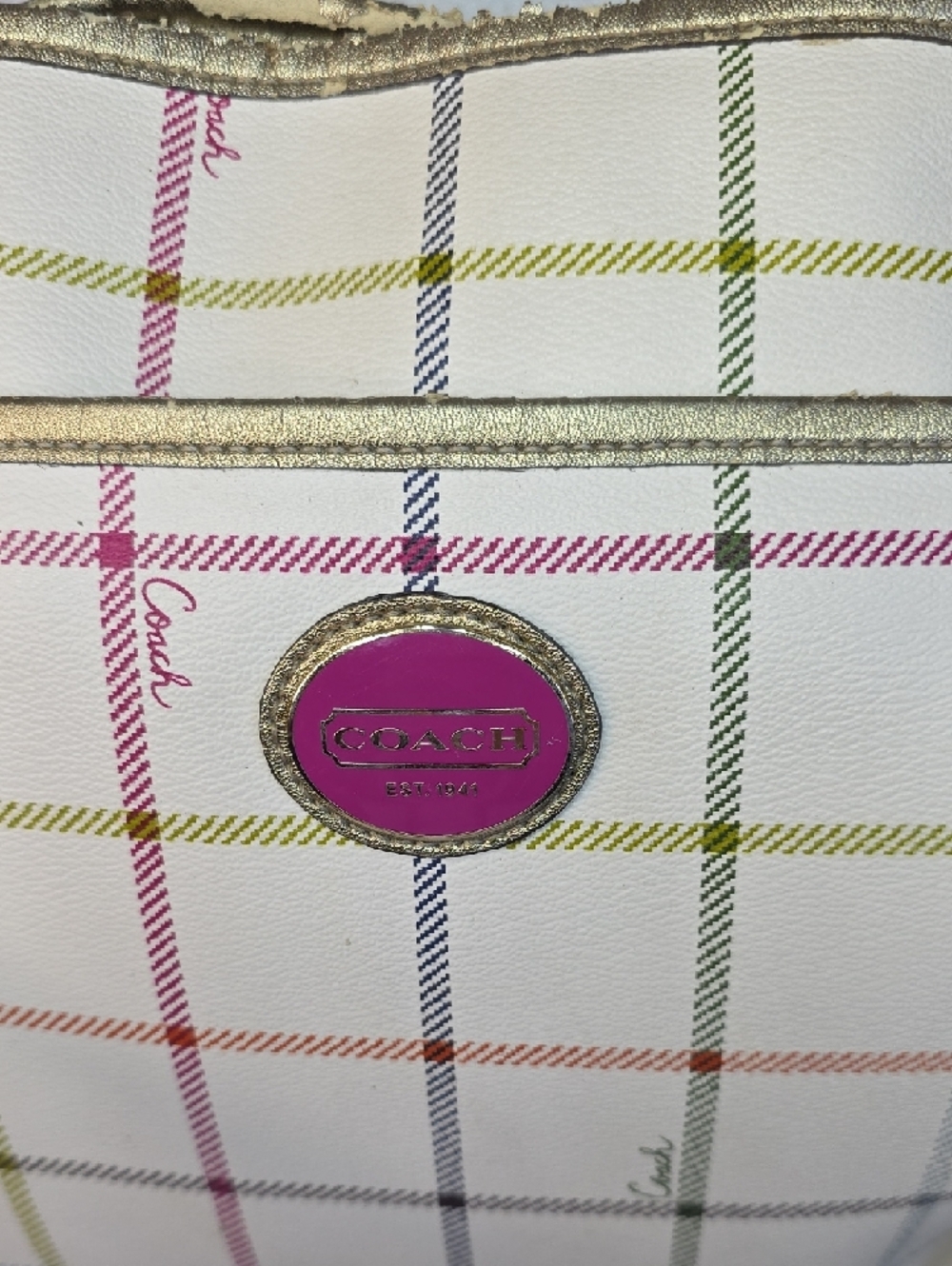 Coach Peyton Tattersall Plaid Tote Bag With Crossbody - Picture 2 of 9